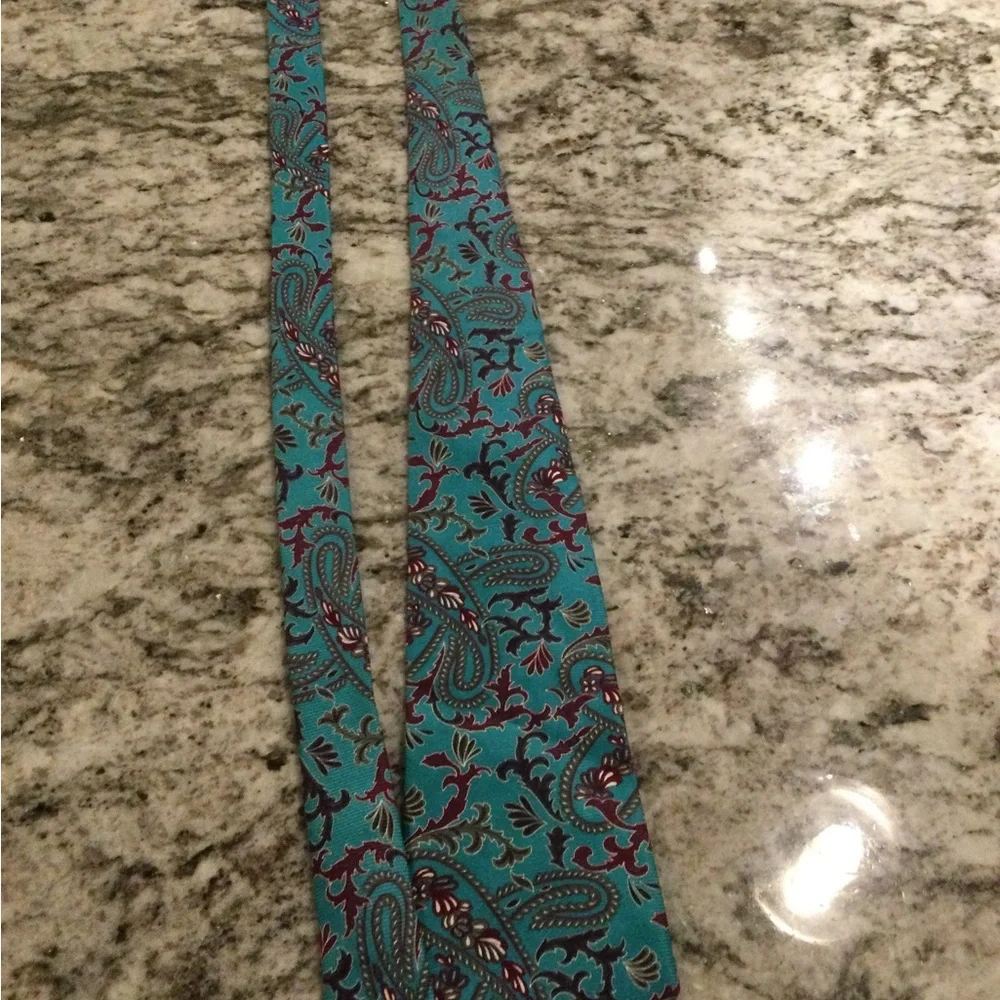 Dior Teal Paisley Tie with Burgundy and Olive Accents